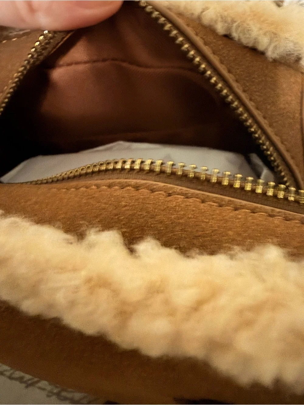 Frye Faux Shearling-Trim Faux Suede Satchel - Brown